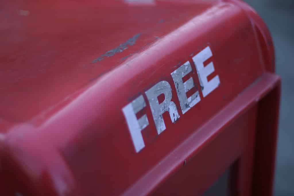 Sign with the word free